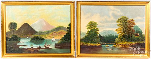 Pair of oil on canvas landscapes, 19th c.
