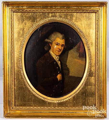 Oil on panel portrait of a gentleman, 18th c.