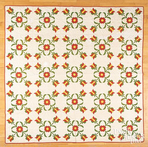 Pennsylvania tulip appliqué quilt, 19th c.