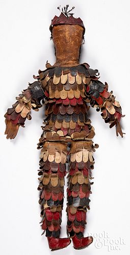 Ethnographic leather clad doll, ca. 1900