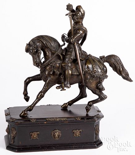 Victorian spelter statue of a knight on horseback