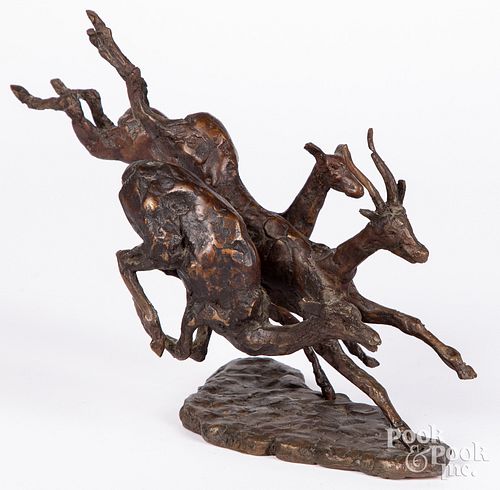 Richard Klyver bronze three antelope