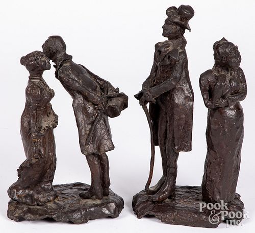 Two Audrey Knopp, bronzes of couples