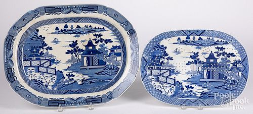 Staffordshire blue willow platter and strainer