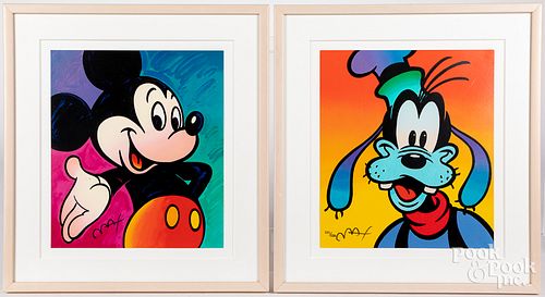 Four Peter Max signed prints of Disney characters