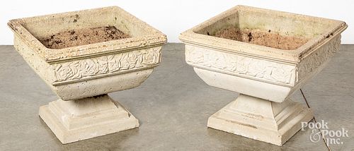 Pair of cement garden planters, early 20th c.