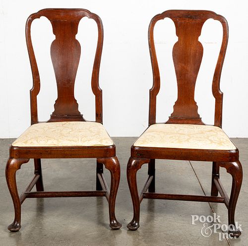 Pair of George II mahogany dining chairs, ca. 1755
