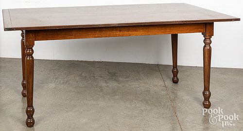 Sheraton style pine and walnut harvest table