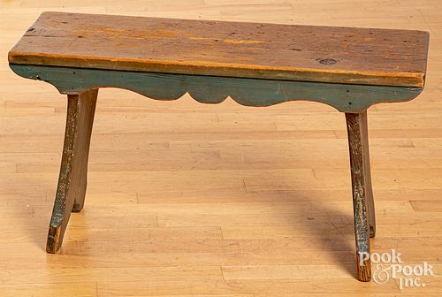 Painted pine bench, early 20th c.