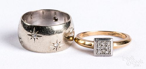 Two 14K gold and diamond rings, 7.7 dwt.