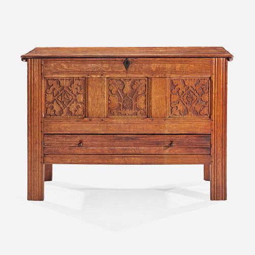 A William & Mary carved oak "Hadley" chest with drawer Attributed to Ichabod Allis (1675-1747) or Samuel Belden (1657-1734), Hampshire County, MA, cir
