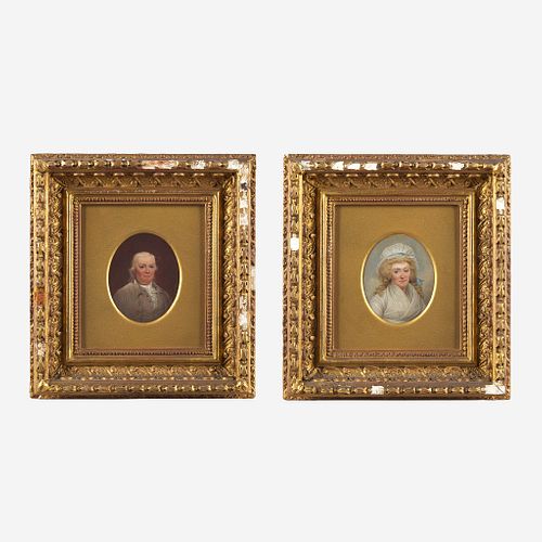 American School 19th century Pair of Small Portraits: Robert Morris (1734-1806) and Mary White Morris (1769-1806)