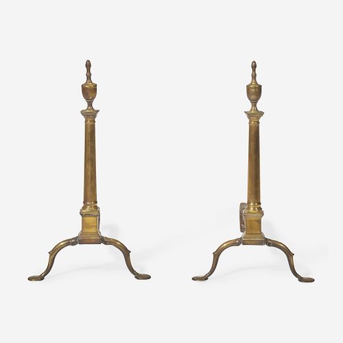 A pair of Federal bell metal andirons Philadelphia, PA, circa 1800