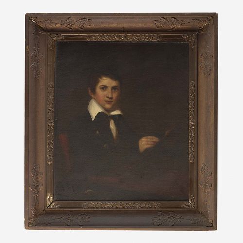 Attributed to Bass Otis (1784-1861) Portrait of a Young Boy Sketching