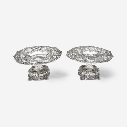 A pair of sterling silver repoussé tazzas Tiffany & Co., New York, NY, 20th century
