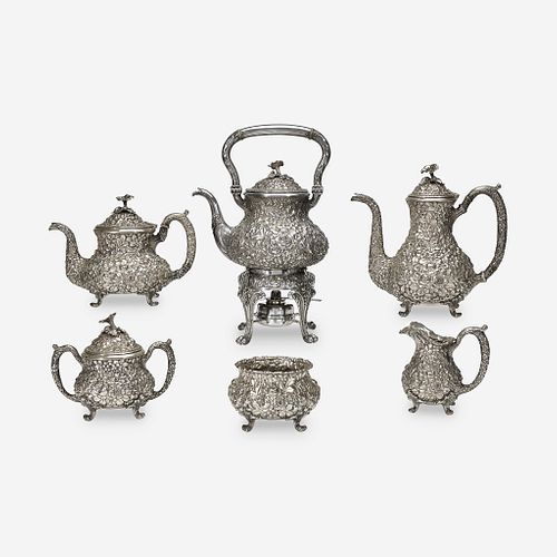 A six-piece floral repoussé sterling silver tea and coffee service Baltimore Sterling Silver Co., Baltimore, MD, circa 1900