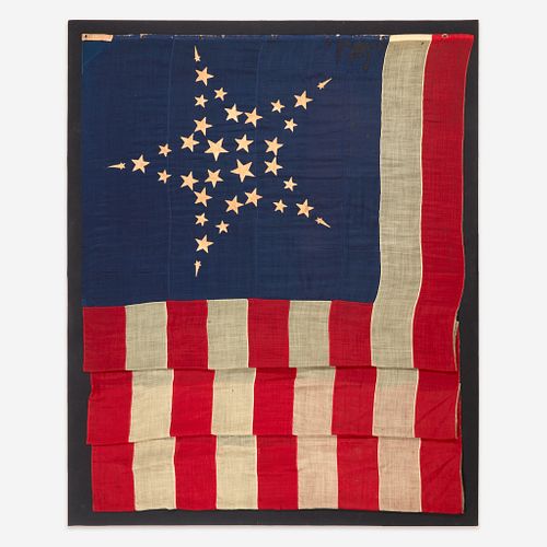 A rare Civil War 34 'Grand Luminary Shooting Star' Flag commemorating Kansas statehood 1861-1863