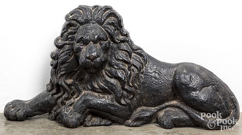 Painted cast iron lion, ca. 1900