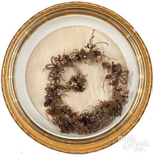 Victorian hair wreath, late 19th c.