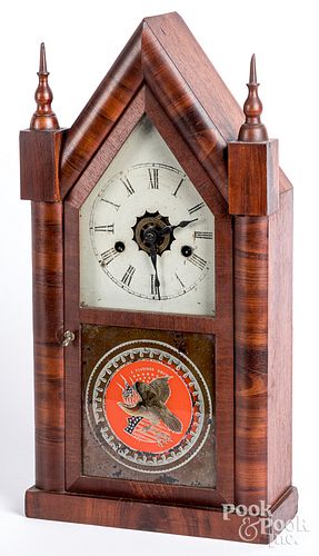 E.N. Welch mahogany steeple clock