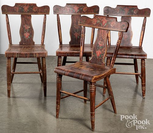 Set of six Pennsylvania plank seat chairs, 19th c