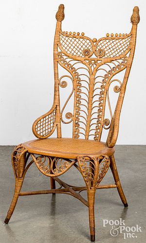Whitney Reed Chair Co. Victorian wicker side chair