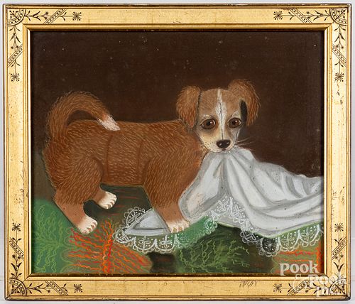 Pastel portrait of a puppy, mid 20th c.