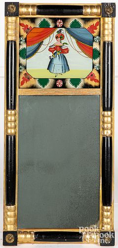 Painted and gilt Sheraton mirror, 19th c.