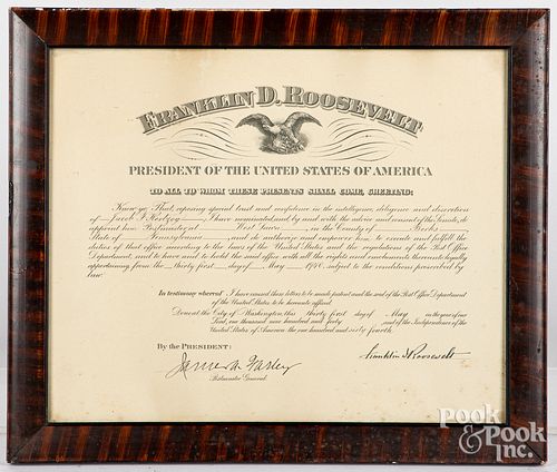 Franklin D Roosevelt stamped signature appointment