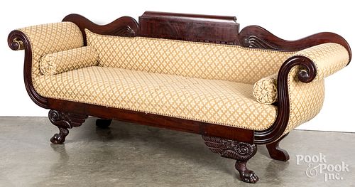 Classical carved mahogany sofa, ca. 1840