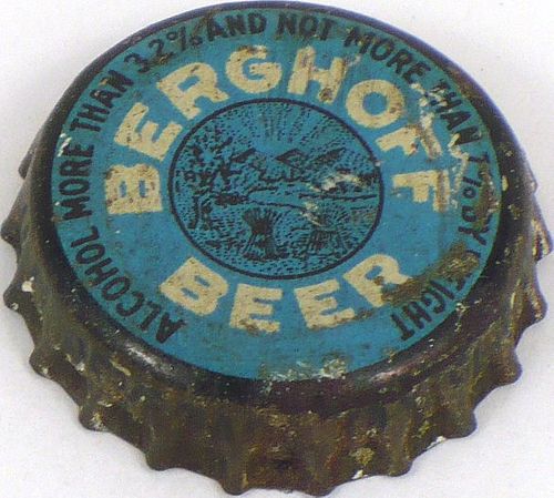 1949 Berghoff Beer ~OH tax  Bottle Cap Fort Wayne, Indiana