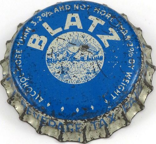 1952 Blatz Beer ~OH 1½¢ Tax  Bottle Cap Milwaukee, Wisconsin
