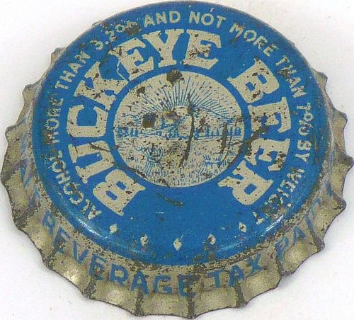 1952 Buckeye Beer ~OH 1½¢  Tax  Bottle Cap Toledo, Ohio