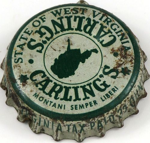 1948 Carling's Beer ~WV 32oz Tax  Bottle Cap Cleveland, Ohio