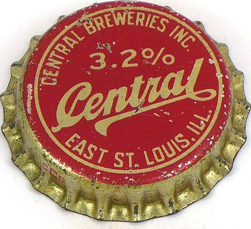 1933 Central Beer  Bottle Cap East Saint Louis, Illinois