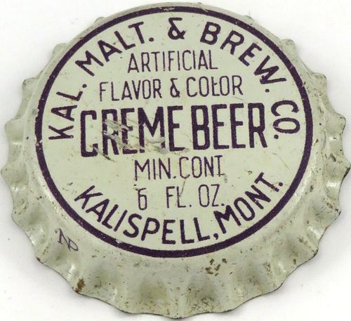 1920 Creme Beer  Bottle Cap Kalispell, Montana
