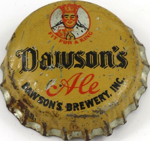 1938 Dawson's Ale  Bottle Cap New Bedford, Massachusetts