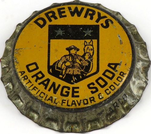 1933 Drewrys Orange Soda  Bottle Cap South Bend, Indiana