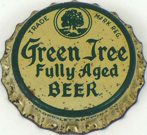 1933 Green Tree Fully Aged Beer  Bottle Cap Saint Louis, Missouri