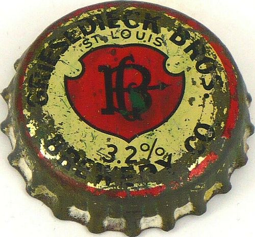 1936 Griesedieck Bros. Brewery  Bottle Cap Saint Louis, Missouri