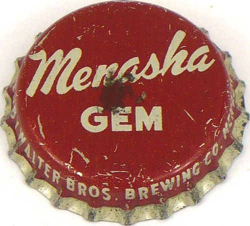 1944 Menasha Gem Beer  Bottle Cap Menasha, Wisconsin