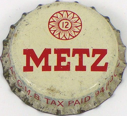 1957 Metz Beer ~KS 12oz tax  Bottle Cap Omaha, Nebraska