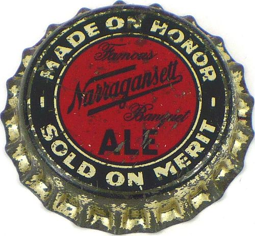 1941 Narragansett Banquet Ale (large Ale)  Bottle Cap Providence, Rhode Island