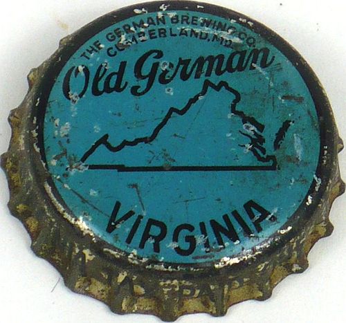 1953 Old German Beer ~VA 1¢ tax  Bottle Cap Cumberland, Maryland