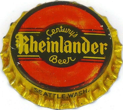 1937 Rheinlander Beer  Bottle Cap Seattle, Washington