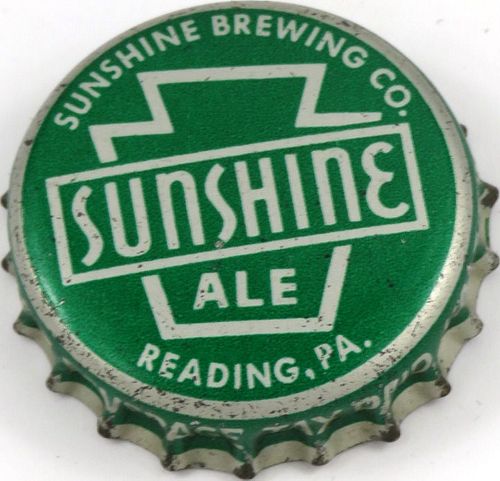 1953 Sunshine Ale ~PA Â½ pint tax  Bottle Cap Reading, Pennsylvania