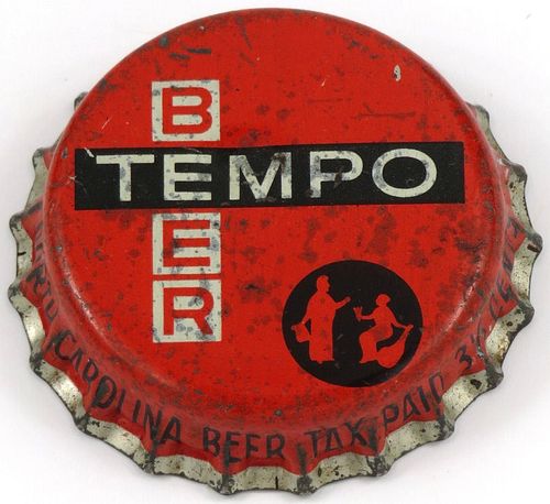 1957 Tempo Beer ~NC 3Â½Â¢ Tax  Bottle Cap Milwaukee, Wisconsin