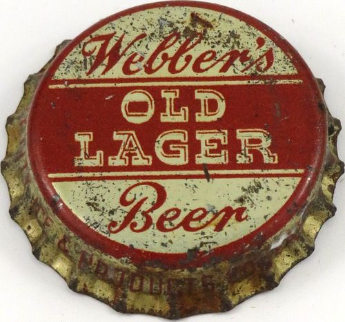 1948 Webber's Old Lager Beer  Bottle Cap East Liverpool, Ohio