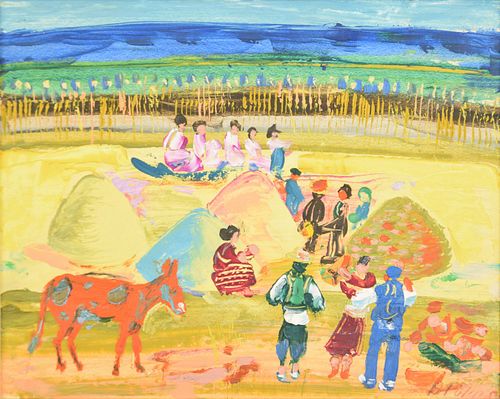 Benjamin Palencia Perez Painting, Farm Workers 