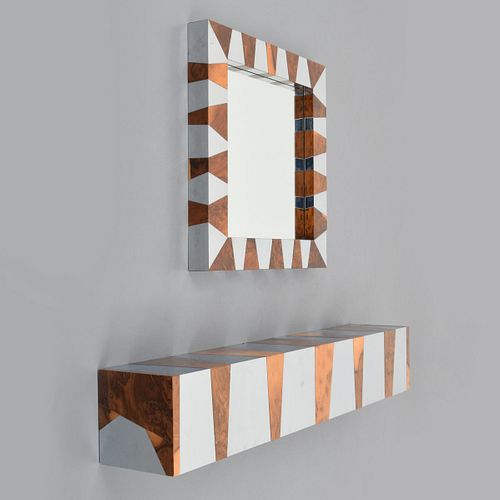 Console Table/Shelf & Mirror, Manner of Paul Evans
